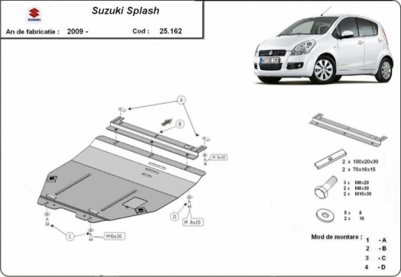 Steel sump guard for Suzuki Splash an