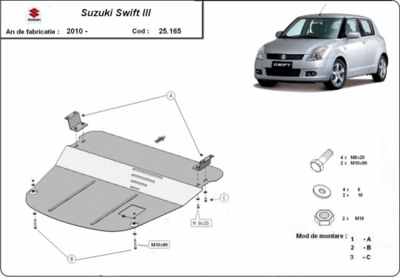 Steel sump guard for Suzuki Swift 3