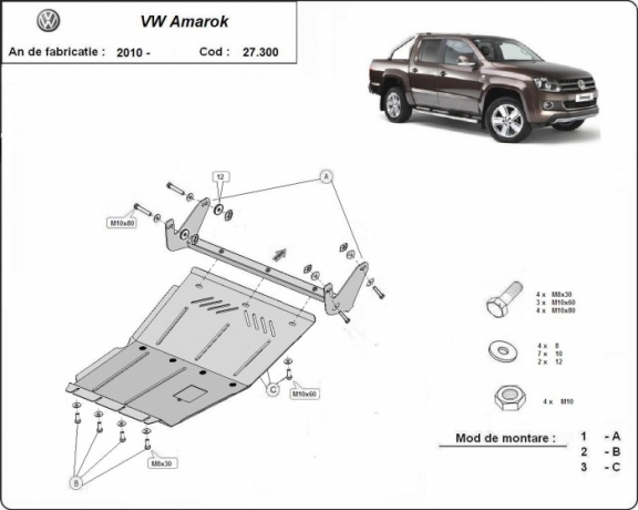 Steel sump guard for Volkswagen Amarok