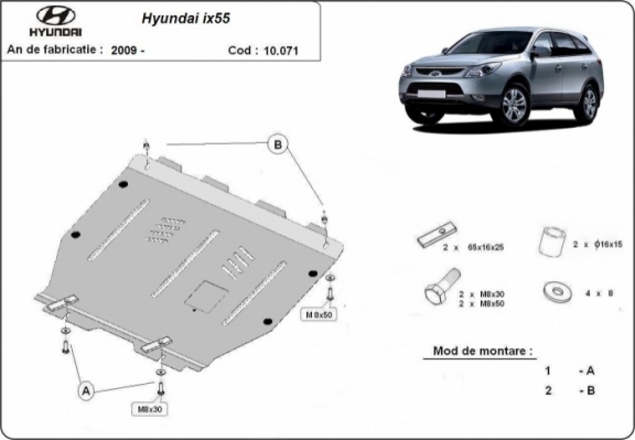Steel sump guard for Hyundai ix55