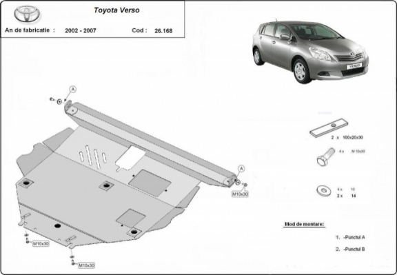 Steel sump guard for Toyota Corolla Verso