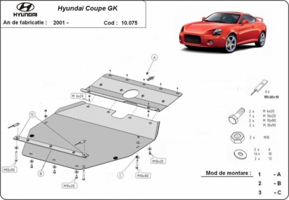 Steel sump guard for Hyundai Coupé Gk