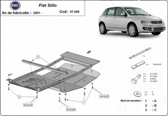 Steel sump guard for Fiat Stilo