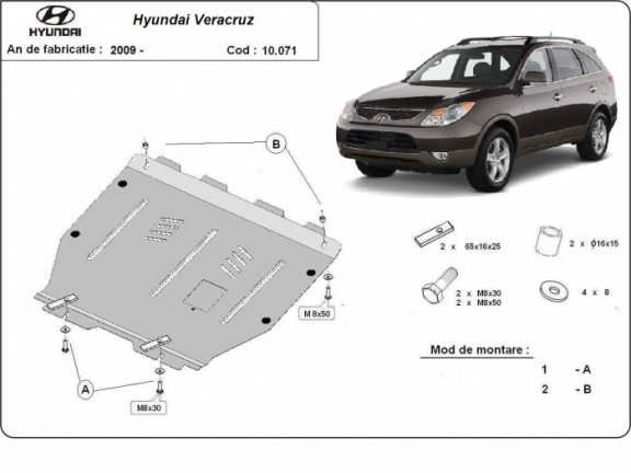 Steel sump guard for Hyundai Veracruz