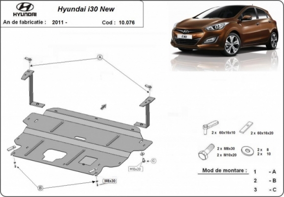 Steel sump guard for Hyundai i30