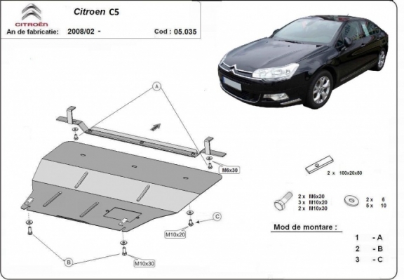 Steel sump guard for citroen C5