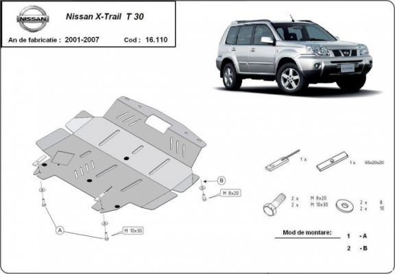 Steel sump guard for Nissan X-Trail T30