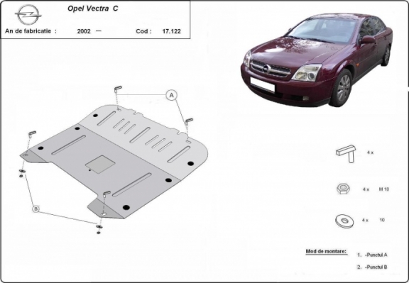 Steel sump guard for Vauxhall Vectra C