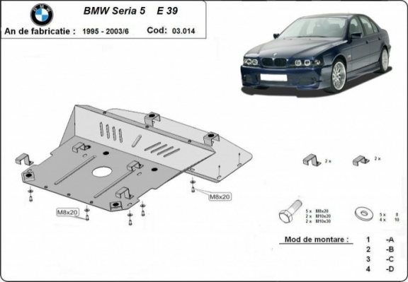 Steel sump guard for BMW Seria5 E39