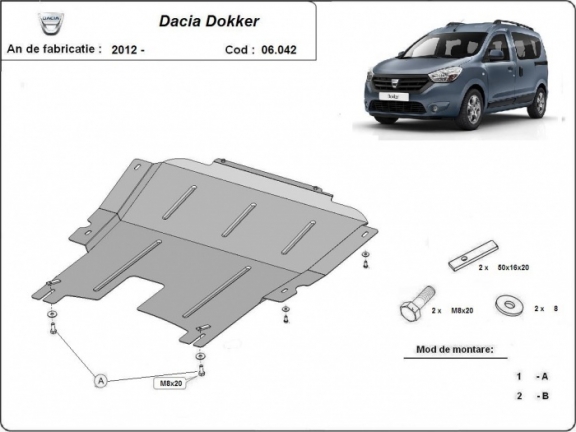 Steel sump guard for Dacia Dokker