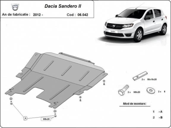Steel sump guard for Dacia Sandero 2