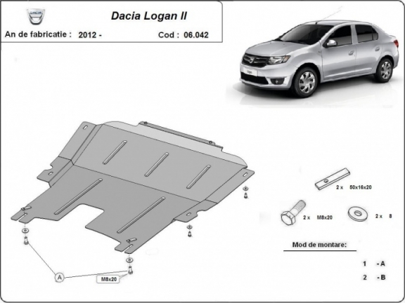 Steel sump guard for Dacia Logan 2