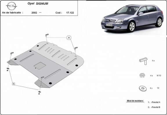 Steel sump guard for Vauxhall Signum