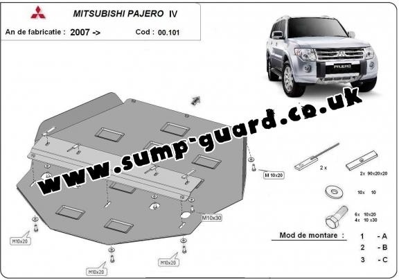 Steel gearbox guard for Mitsubishi Shogun 4 (V80, V90)