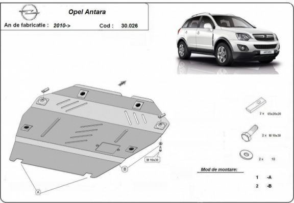 Steel sump guard for Vauxhall Antara