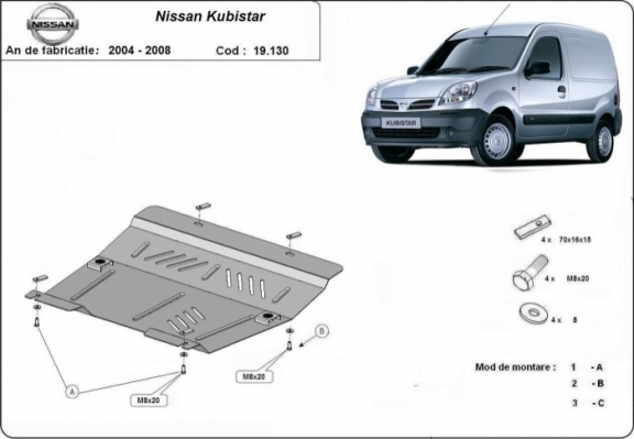 Steel sump guard for Nissan Kubistar