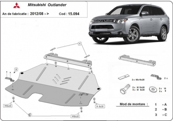 Steel sump guard for Mitsubishi Outlander