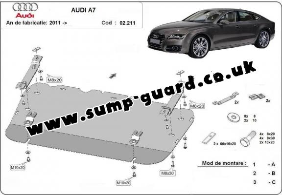 Steel sump guard for Audi A7