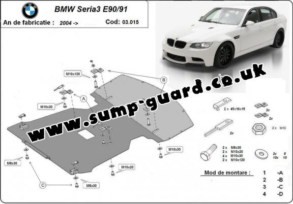 Steel sump guard for BMW Seria 3 E90/91