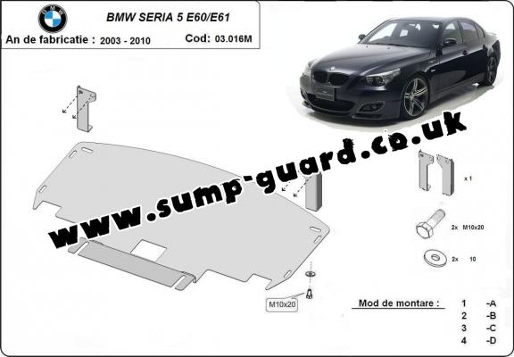 Steel sump guard for BMW Seria 5 E60/E61 standard M front bumper