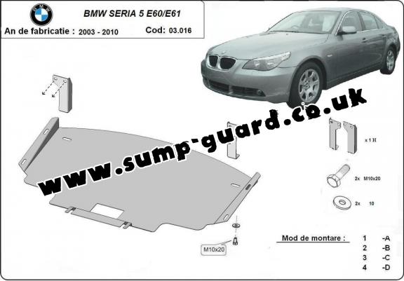Steel sump guard for BMW Seria 5 E60/E61 standard front bumper
