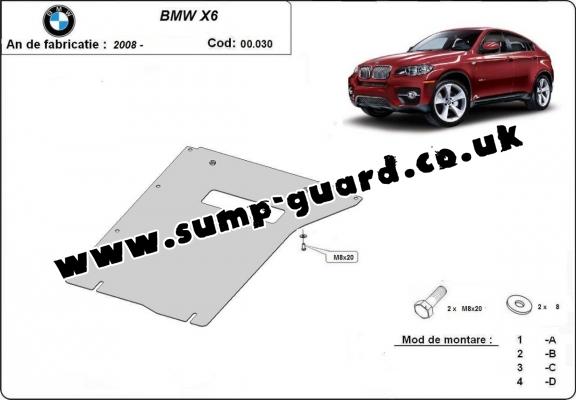 Steel gearbox guard for BMW X6