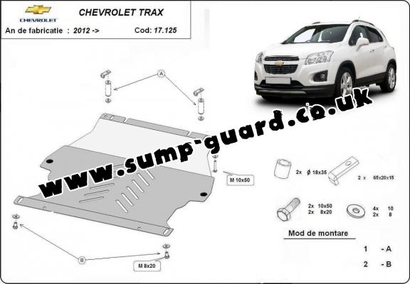 Steel sump guard for the protection of the engine and the gearbox for Chevrolet Trax