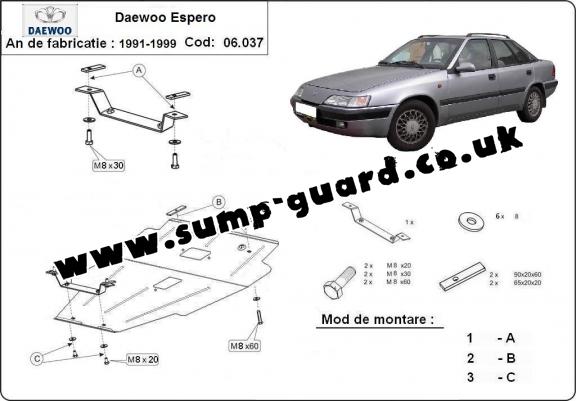 Steel sump guard for Daewoo Espero