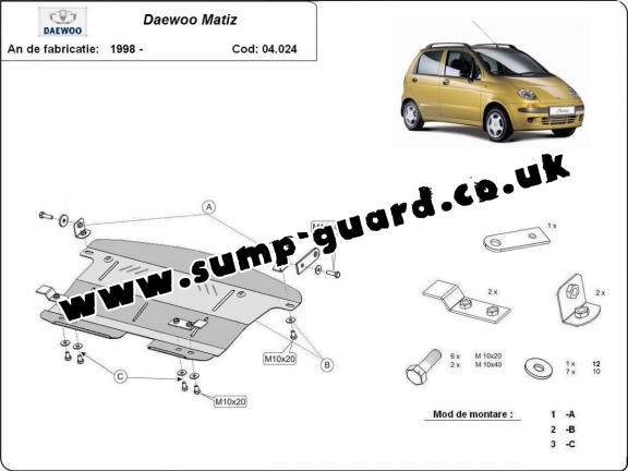 Steel sump guard for Daewoo Matiz