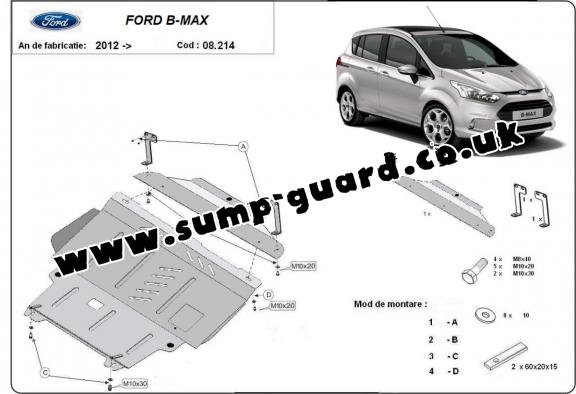 Steel sump guard for Ford B-Max