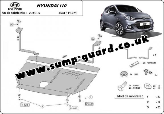 Steel sump guard for Hyundai i10