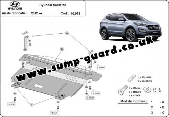 Steel sump guard for Hyundai Santa Fe