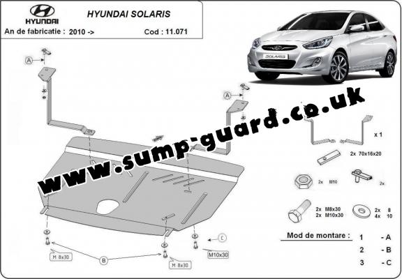 Steel sump guard for Hyundai Solaris
