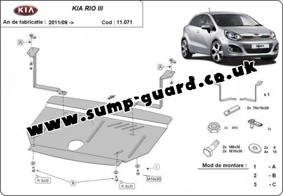 Steel sump guard for Kia Rio 3