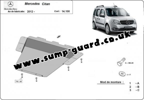 Steel sump guard for Mercedes Citan