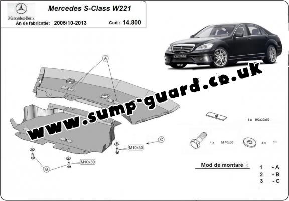 Steel sump guard for Mercedes S-Classe W221 - 4x2