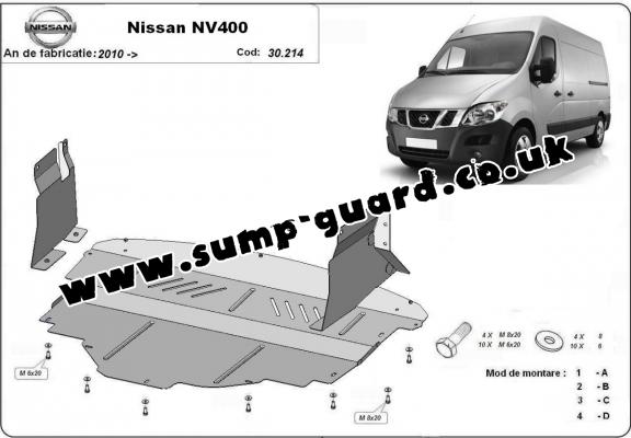 Steel sump guard for Nissan NV400