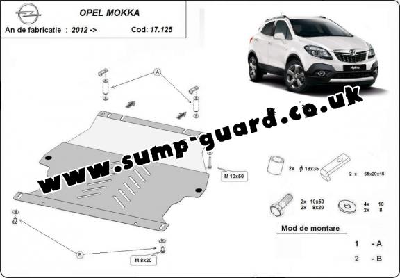 Steel sump guard for Vauxhall Mokka