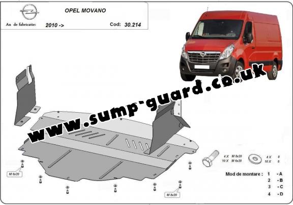 Steel sump guard for Vauxhall Movano