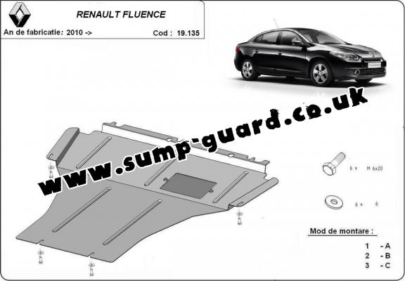 Steel sump guard for Renault Fluence