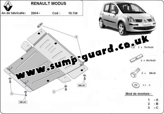 Steel sump guard for Renault Modus