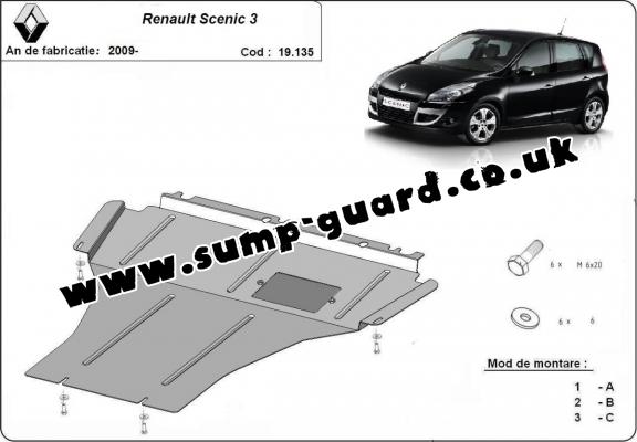Steel sump guard for Renault Scenic 3