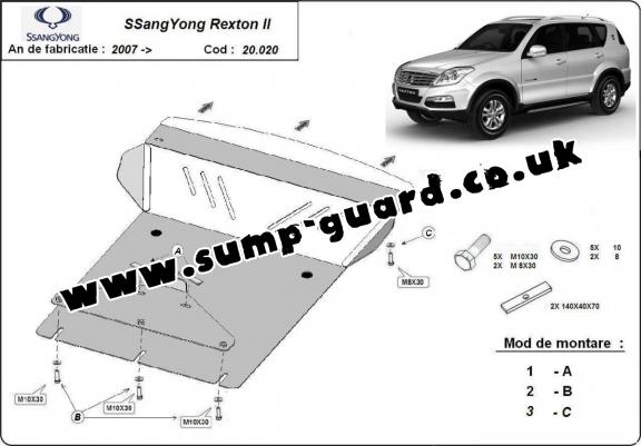 Steel sump guard for SsangYong Rexton 2