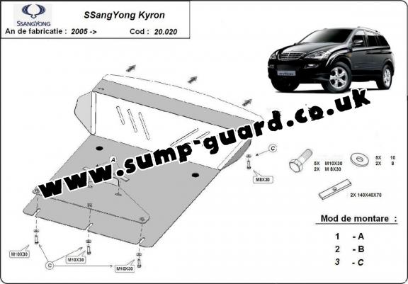 Steel sump guard for SsangYong Kyron