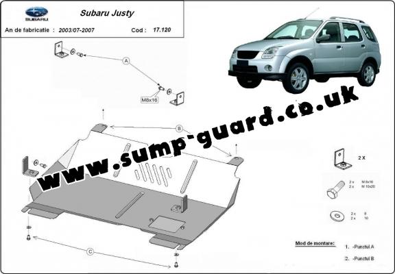 Steel sump guard for Subaru Justy