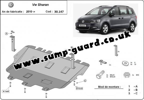 Steel sump guard for Volkswagen Sharan