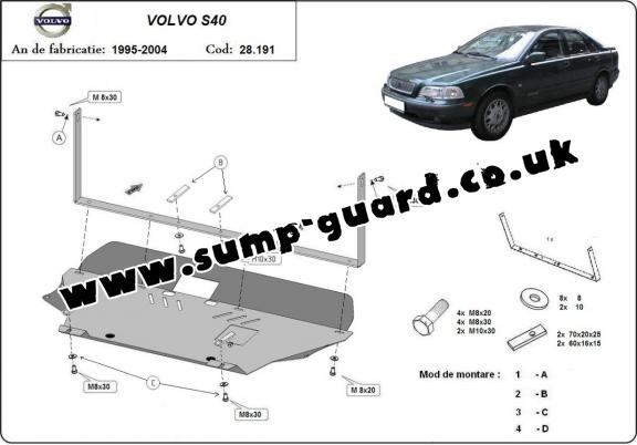 Steel sump guard for Volvo S40