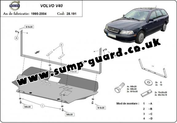 Steel sump guard for Volvo V40