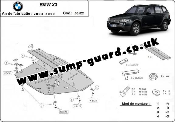 Steel radiator guard for BMW X3