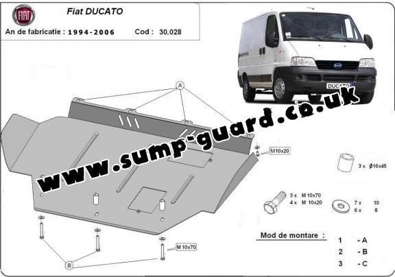 Steel sump guard for Fiat Ducato